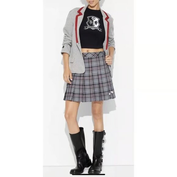 NWOT Beetlejuice Astrid Gray Plaid Skort Pleated Uniform - Picture 1 of 6